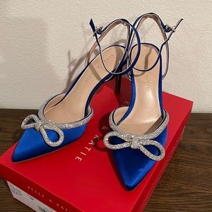 Blue Satin bridal shoes, never worn